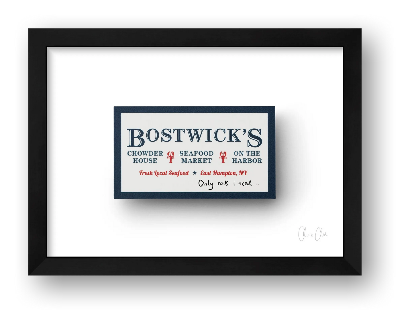 Card at Bostwick's — framed