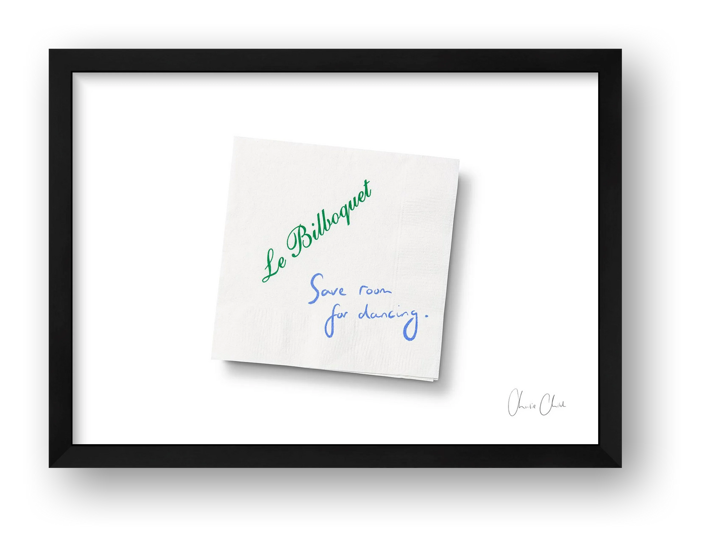 Napkin at Le Bilboquet — framed