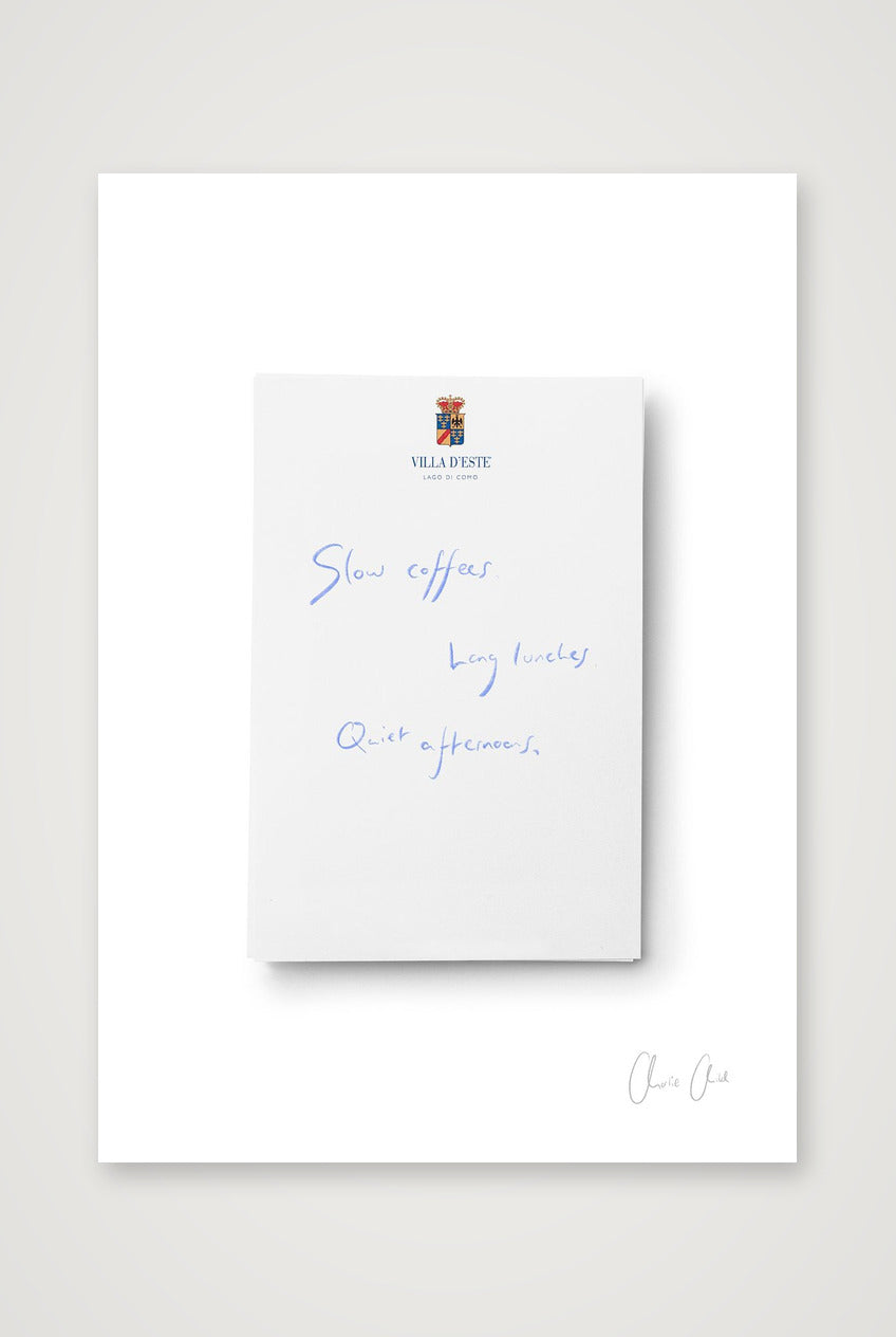 Notepad at Villa D'Este — A3 (30×42cm, 12×17") Print only