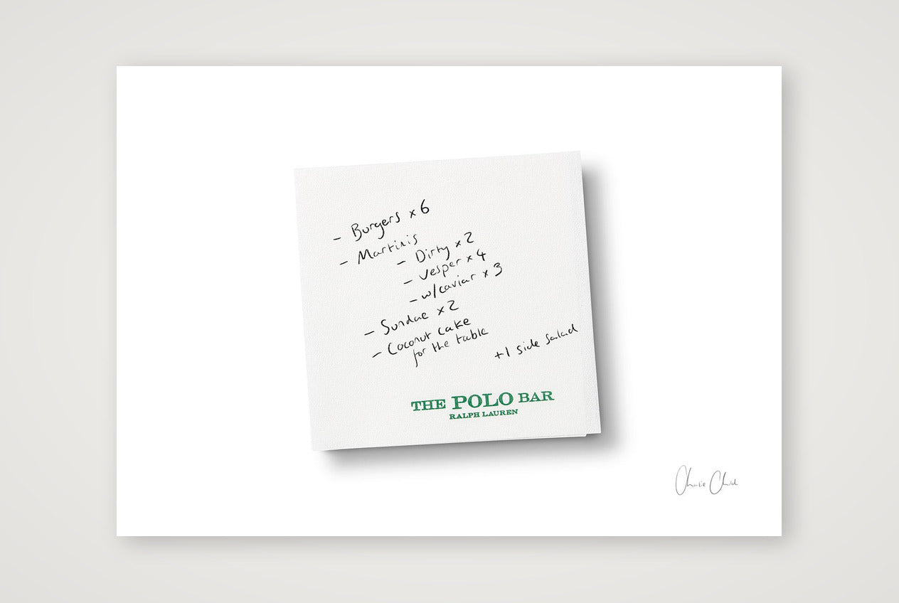 Napkin at The Polo Bar — A4 (30×21cm, 12×8") Print only
