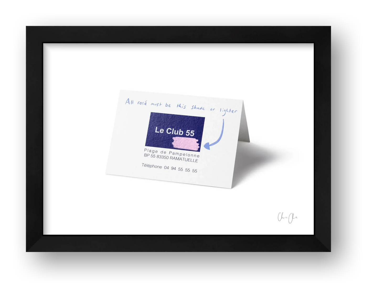 Card at Le Club 55 — framed