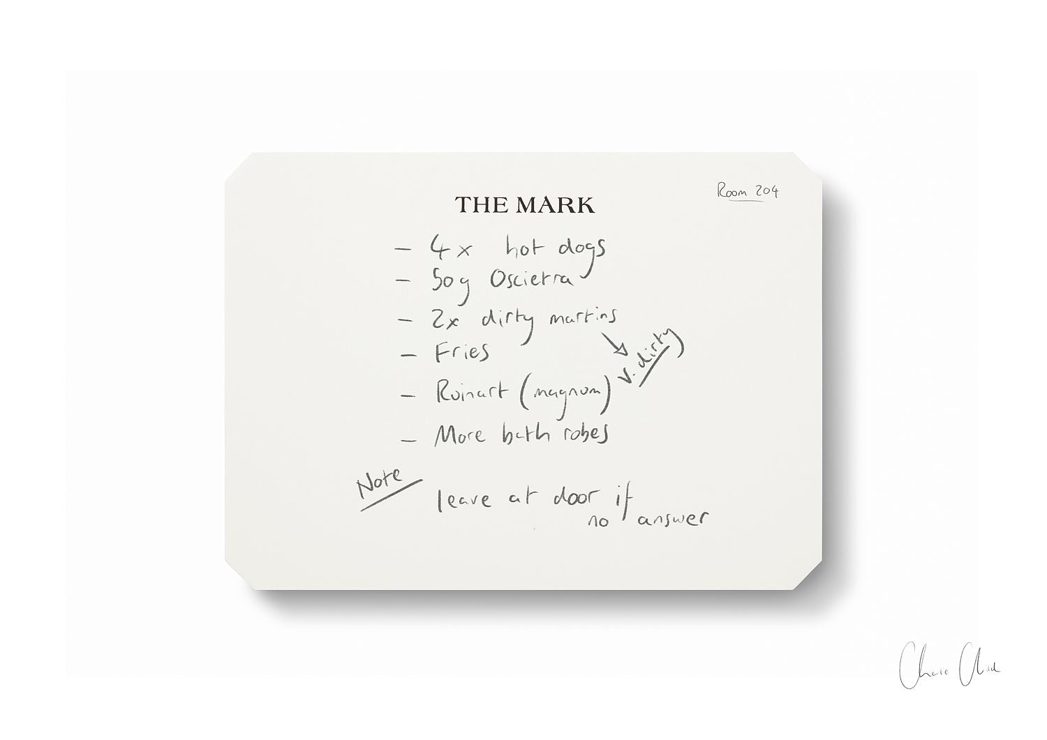 Note at The Mark, 'Room Service'