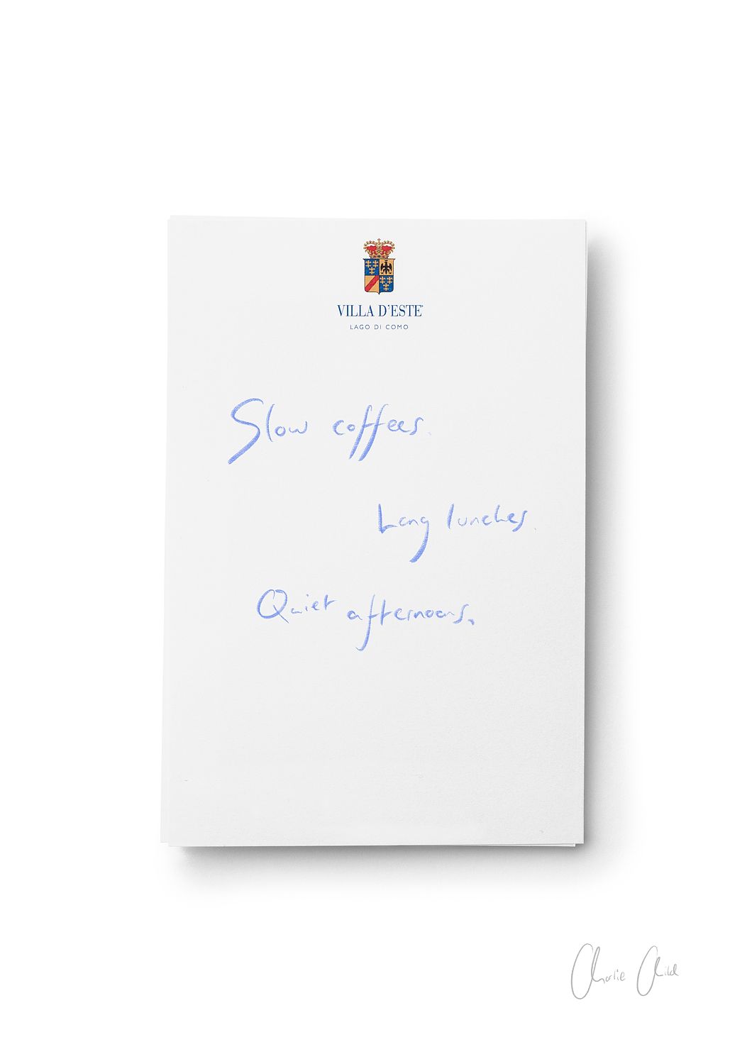 Notepad at Villa D'Este