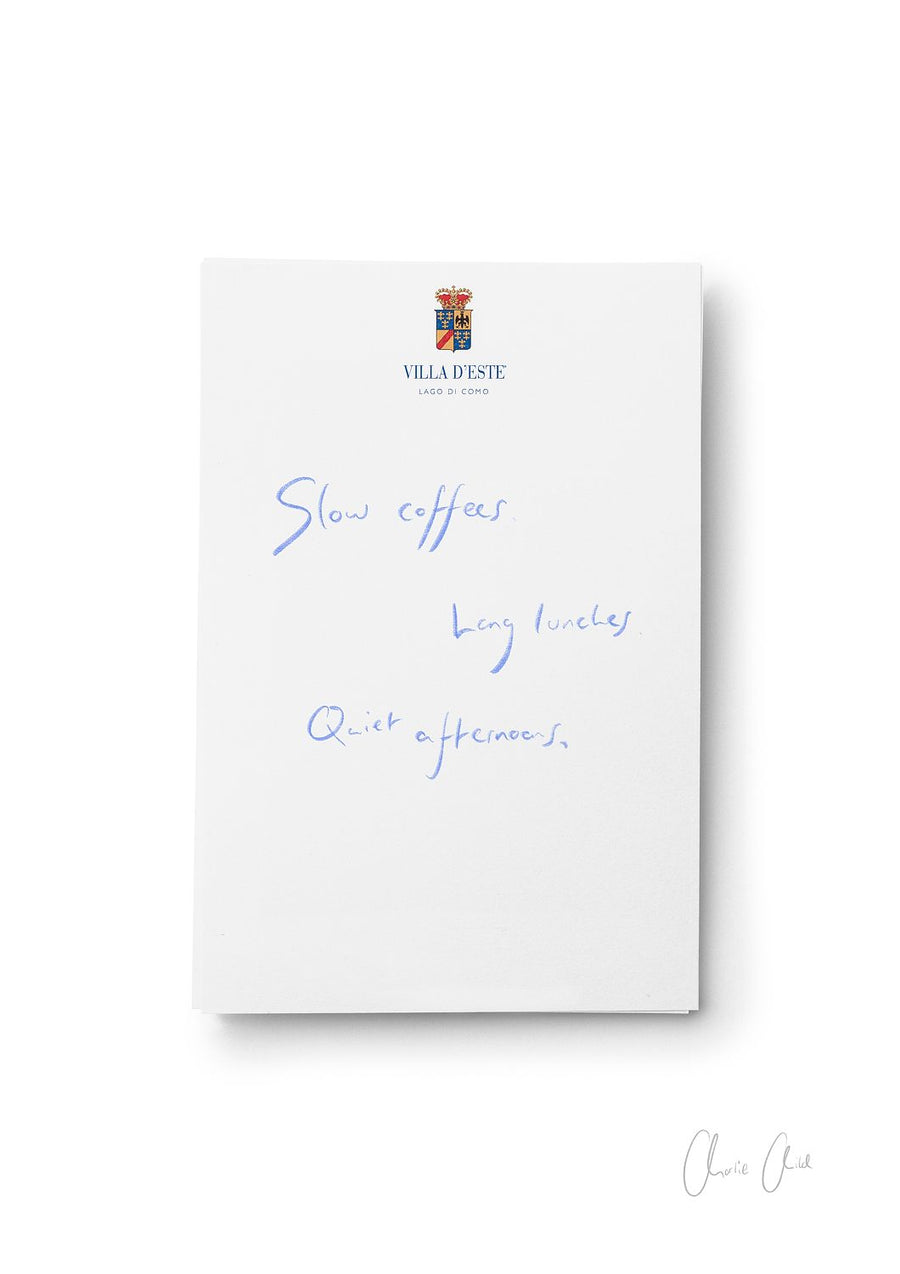 Notepad at Villa D'Este